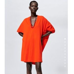 ZARA NEW COCOON DRESS BRIGHT RED SIZE M